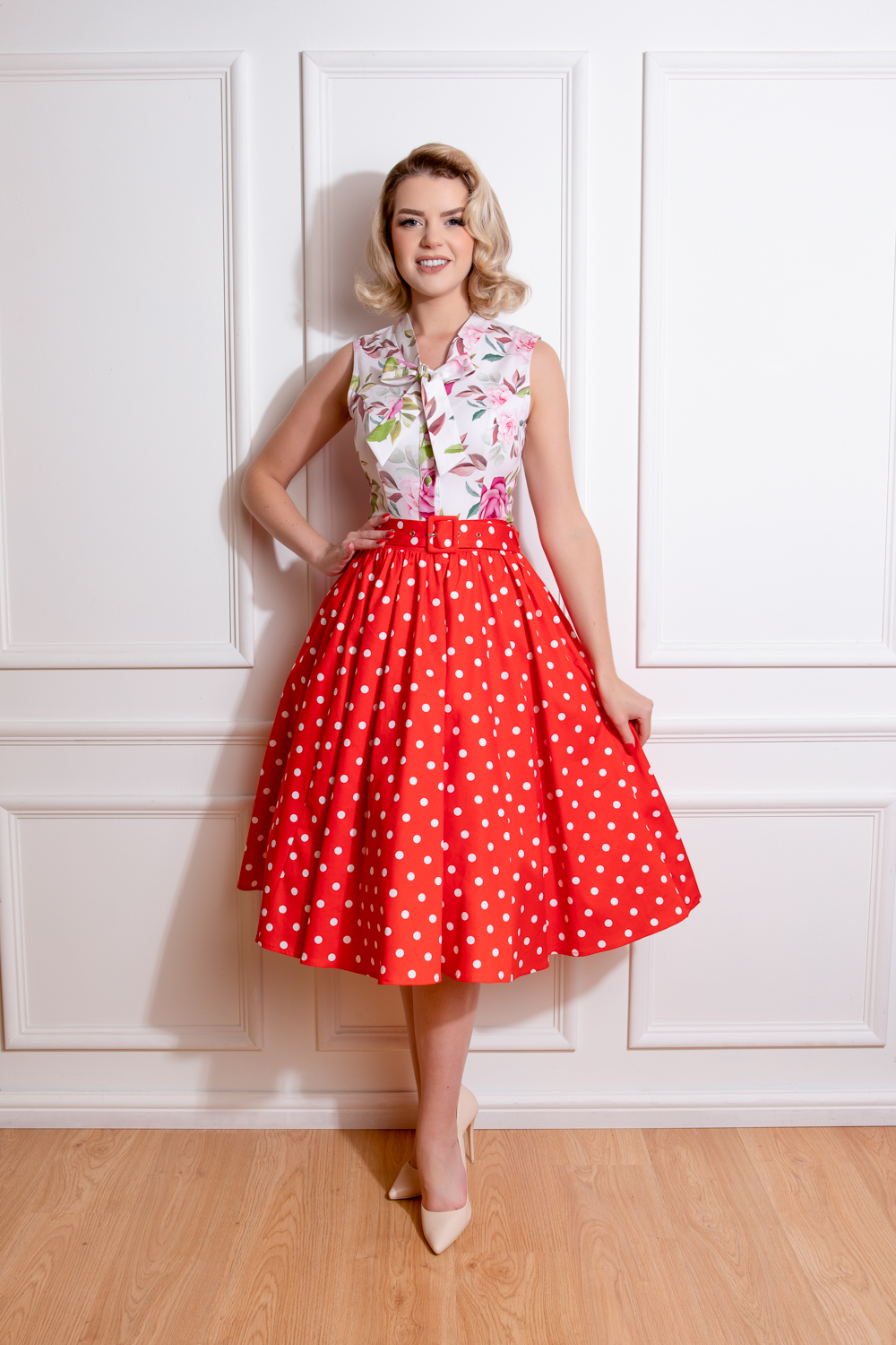 Paula Polka Dot Swing Skirt